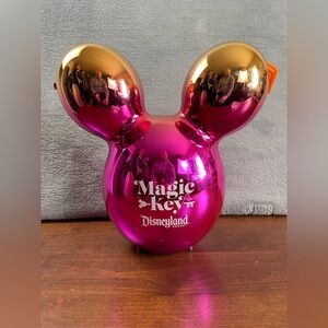 Disney Magic Key Metallic Pink Gold Balloon Mickey Popcorn Bucket No Strap Used